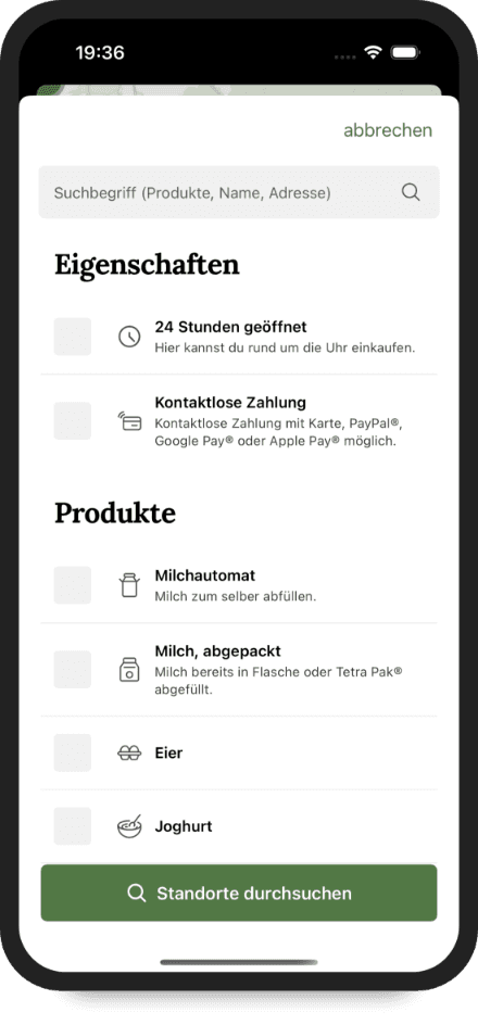 Detailansicht eines Standortes innerhalb der FindHilde App