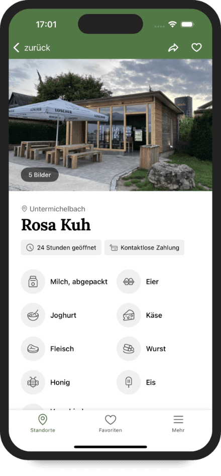 Übersicht der Filter-Möglichkeiten innerhalb der FindHilde App